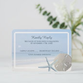 Sand Dollar und Starfish Beach Hochzeit RSVP Karte (Stehend Vorderseite)