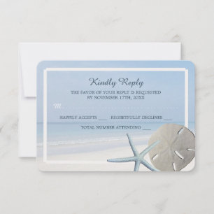 Sand Dollar und Starfish Beach Hochzeit RSVP Karte