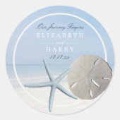 Sand Dollar und Starfish Beach Hochzeit Runder Aufkleber (Vorderseite)