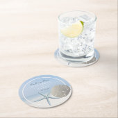 Sand Dollar und Starfish Beach Hochzeit Runder Pappuntersetzer (Vor Ort)