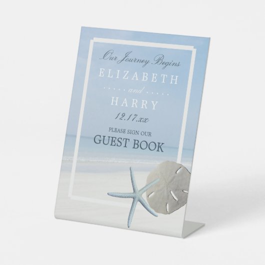 Sand Dollar und Starfish Beach Hochzeit Sockelschild (Vorderseite)
