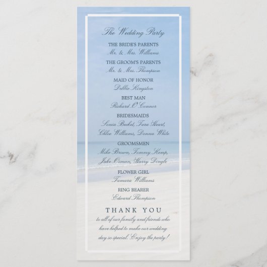 Sand Dollar und Starfish Beach Hochzeitsprogramm Programm (Rückseite)