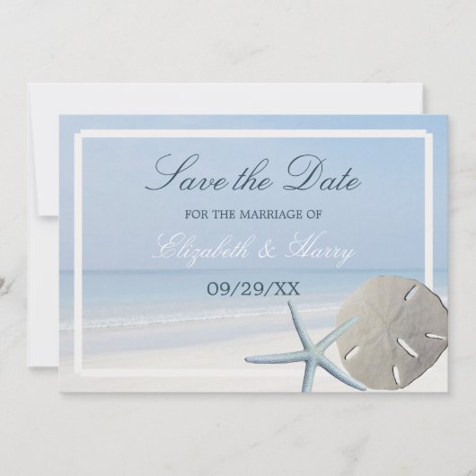Sand Dollar und Starfish Beach Save The Date (Vorderseite)