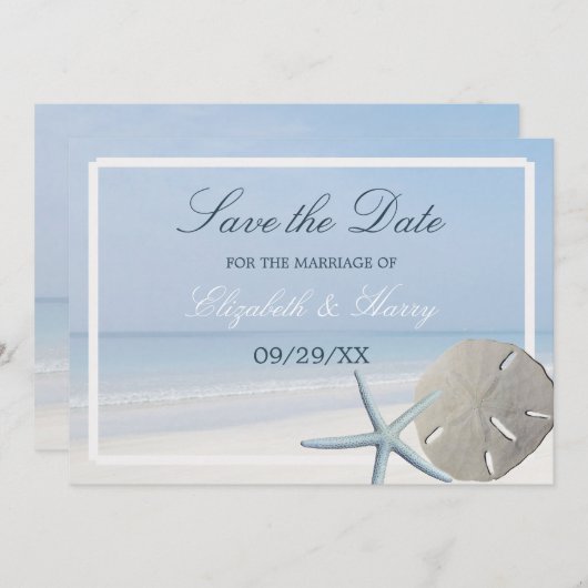 Sand Dollar und Starfish Beach Save The Date (Vorne/Hinten)