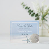 Sand Dollar und Starfish Beach Save the Date Ankündigungspostkarte (Stehend Vorderseite)