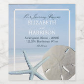 Sand Dollar und Starfish Beach Weinetikett (Einzelnes Label)