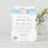 Sand Dollar und Starfish Blue Caribbean Beach Einladung (Stehend Vorderseite)