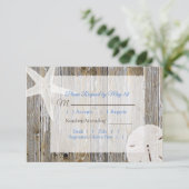 Sand Dollar und Starfish Oceanic Wedding RSVP (Stehend Vorderseite)