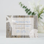 Sand Dollar und Starfish Oceanic Wedding RSVP Karte (Stehend Vorderseite)
