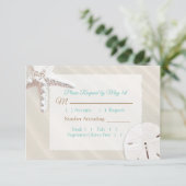 Sand Dollar und Starfish Oceanic Wedding RSVP Karte (Stehend Vorderseite)
