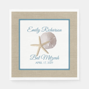 Sand Dollar und Starfish Strand mit Name und Datum Serviette