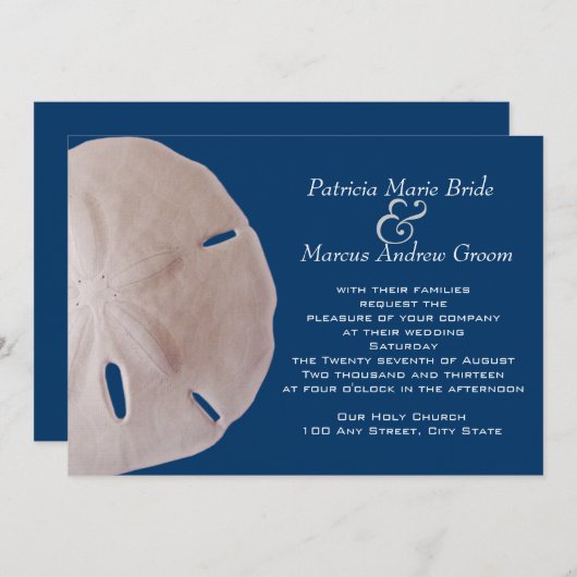 Sand Dollar Wedding Einladung (Vorne/Hinten)