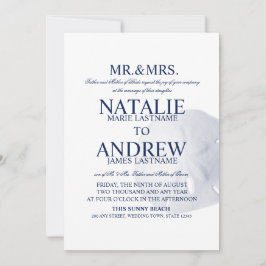 Sand Dollar Wedding Navy Blue Einladung