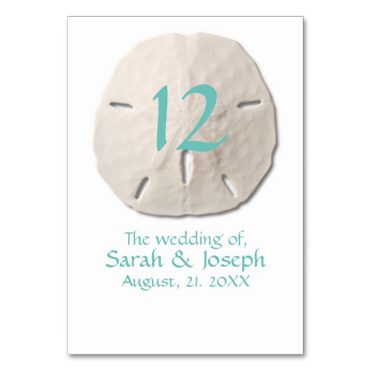 Sand Dollar Wedding Tischnummer (Rückseite)