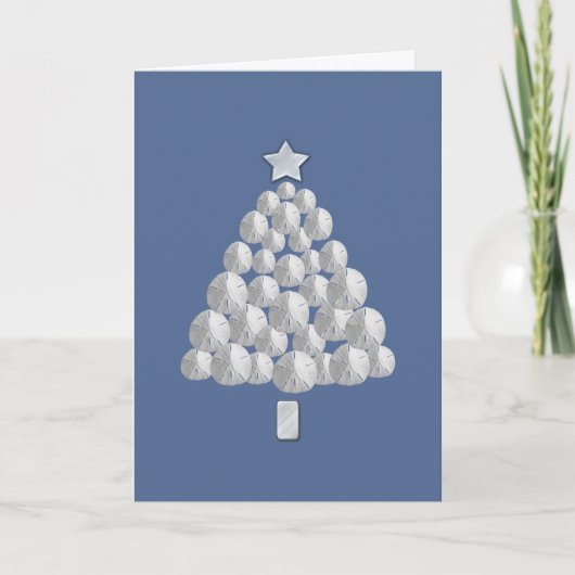 Sand-Dollar-Weihnachtsbaum (blau) Feiertagskarte (Vorderseite)