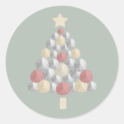 Sand Dollar Weihnachtsbaum (grün) Runder Aufkleber (Vorderseite)