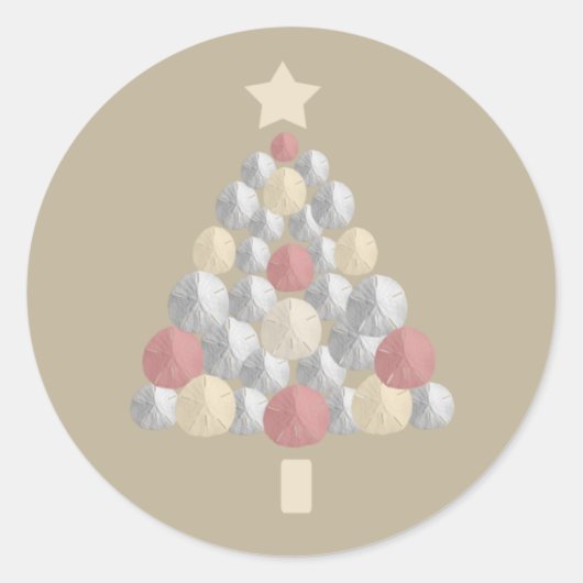Sand Dollar Weihnachtsbaum (hellbraun) Runder Aufkleber (Vorderseite)