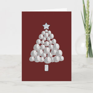 Sand-Dollar-Weihnachtsbaum (rot) Feiertagskarte