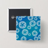 Sand Dollar Weiß und Blau Muster Button (Vorne & Hinten)