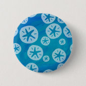 Sand Dollar Weiß und Blau Muster Button (Vorderseite)