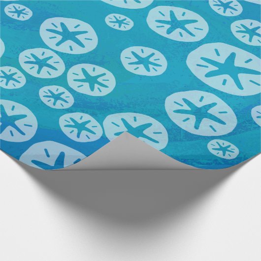 Sand Dollar Weiß und Blau Muster Geschenkpapier (Ecke)