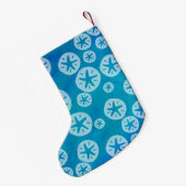 Sand Dollar Weiß und Blau Muster Kleiner Weihnachtsstrumpf (Rückseite (Hängend))