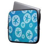 Sand Dollar Weiß und Blau Muster Laptopschutzhülle (Vorderseite Links)