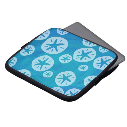 Sand Dollar Weiß und Blau Muster Laptopschutzhülle (Vorne Oben)