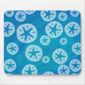 Sand Dollar Weiß und Blau Muster Mousepad (Vorne)