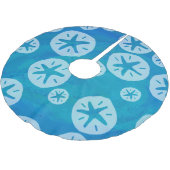 Sand Dollar Weiß und Blau Muster Polyester Weihnachtsbaumdecke (Schrägansicht)