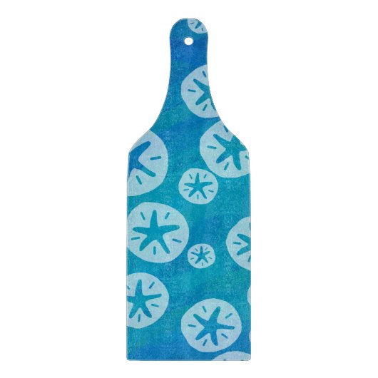 Sand Dollar Weiß und Blau Muster Schneidebrett (Vorderseite)