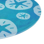 Sand Dollar Weiß und Blau Muster Schneidebrett (Ecke)