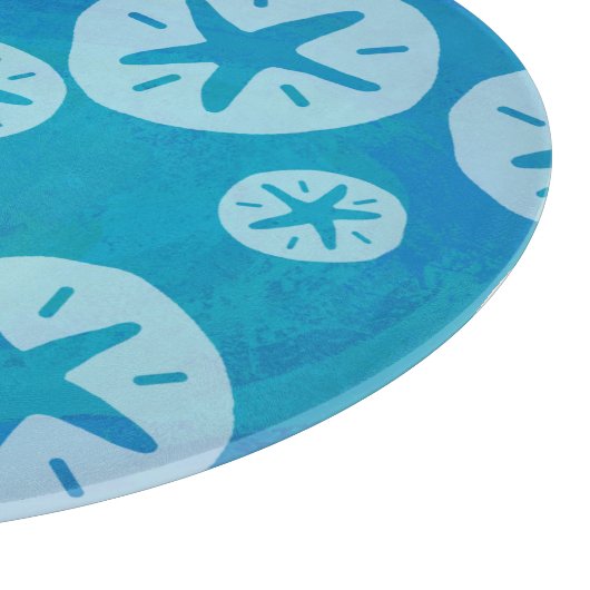Sand Dollar Weiß und Blau Muster Schneidebrett (Ecke)