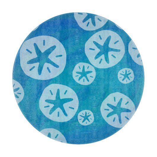 Sand Dollar Weiß und Blau Muster Schneidebrett (Vorderseite)