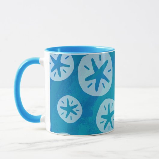 Sand Dollar Weiß und Blau Muster Tasse (Links)