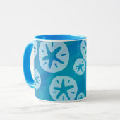 Sand Dollar Weiß und Blau Muster Tasse (Vorderseite Links)