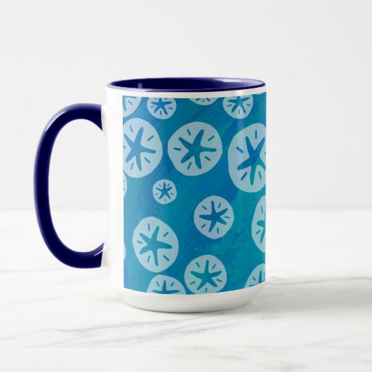 Sand Dollar Weiß und Blau Muster Tasse (Links)
