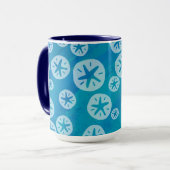 Sand Dollar Weiß und Blau Muster Tasse (Vorderseite Links)