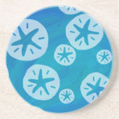 Sand Dollar Weiß und Blau Muster Untersetzer (Vorne)