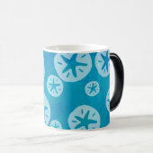 Sand Dollar Weiß und Blau Muster Verwandlungstasse (VorderseiteRechts)