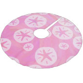 Sand Dollar weiß und rosa Polyester Weihnachtsbaumdecke (Schrägansicht)