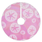 Sand Dollar weiß und rosa Polyester Weihnachtsbaumdecke (Vorderseite)