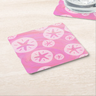 Sand Dollar weiß und rosa Rechteckiger Pappuntersetzer