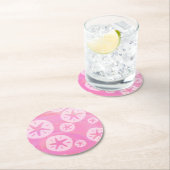 Sand Dollar weiß und rosa Runder Pappuntersetzer (Vor Ort)