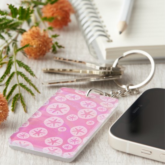Sand Dollar weiß und rosa Schlüsselanhänger (Vorderseite rechts)