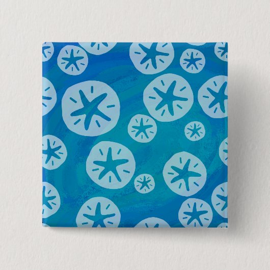 Sand-Dollar weißer und blauer Muster Button (Vorderseite)