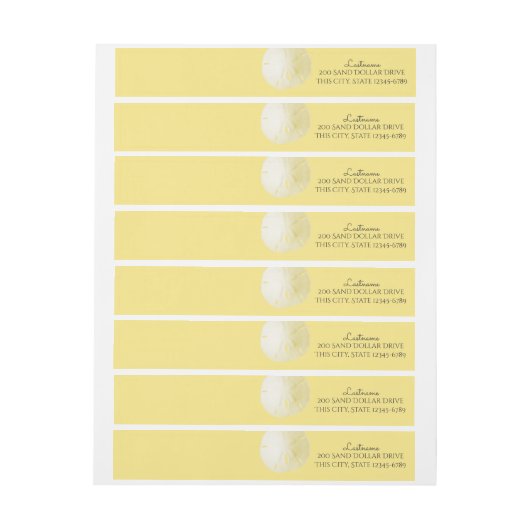Sand Dollar Yellow Beach Rundum-Adressaufkleber (Bogen)