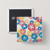 Sand Dollar Yellow Blue Pattern Button (Vorne & Hinten)