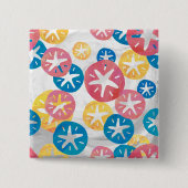 Sand Dollar Yellow Blue Pattern Button (Vorderseite)