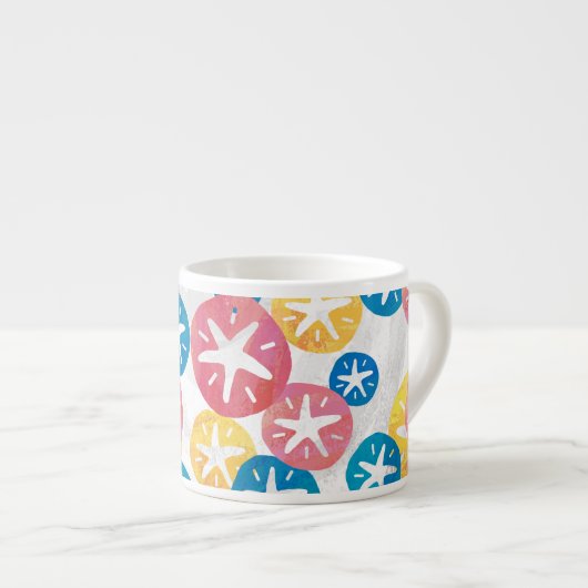 Sand Dollar Yellow Blue Pattern Espressotasse (Vorderseite Rechts)